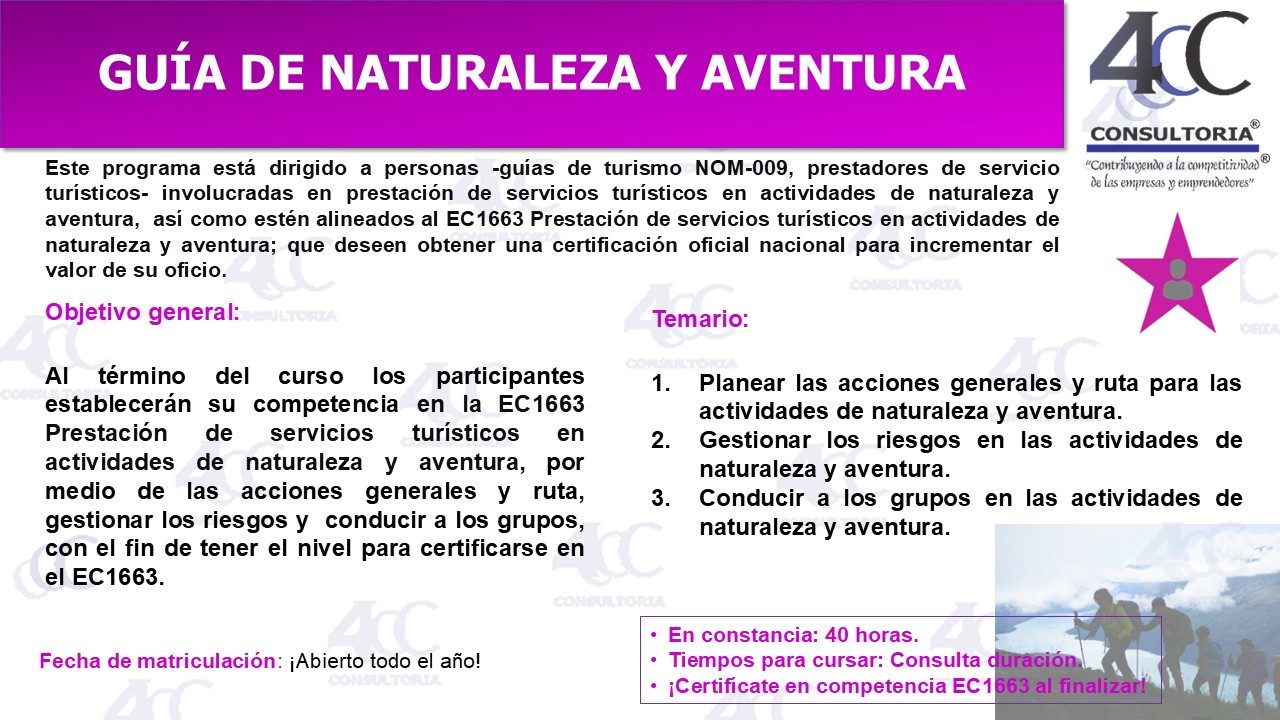 EC1663 Prestación de servicios turísticos en actividades de naturaleza y aventura